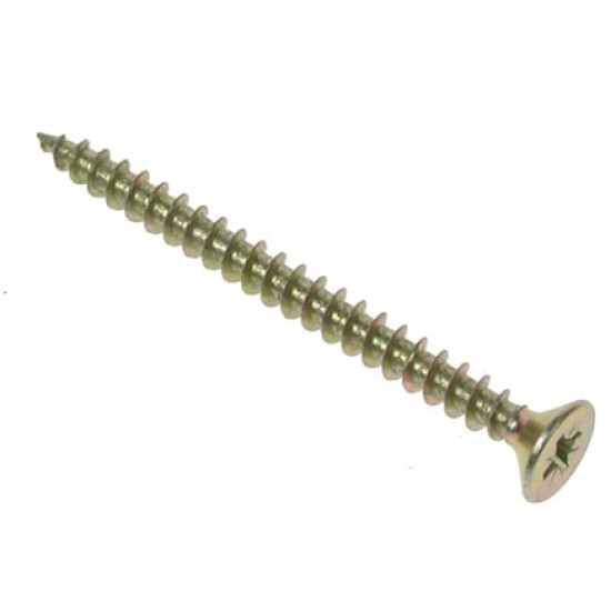 M3.5x25 Pozi Csk General Purpose Chippy Woodscrews - Yellow Zinc Plated (Pack of 200)