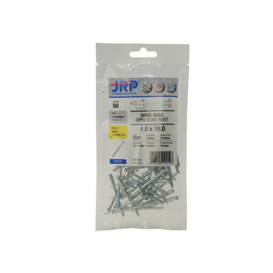 3.2 x 12 Aluminium / Steel Dome Head Rivets (5x Pack of 100) [Bagged]