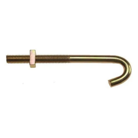 M6x160 Hook Bolts With Nuts Zinc + Yellow Passivated CR3+ (Pack of 30)