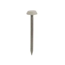 50 x 3.2mm Plastic Headed Nails Stainless Steel - White (Pack of 100) [Grade 316 A4)