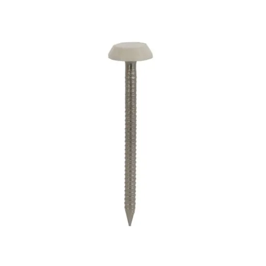 50 x 3.2mm Plastic Headed Nails Stainless Steel - White (Pack of 100) [Grade 316 A4)