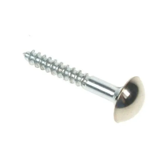 8 x 1.1/4 Dome Top Steel Mirror Screws - Chrome Plated (Pack of 100) 8 x 1.1/4 Dome Top Steel Mirror Screws - Chrome Plated (Pack of 100)