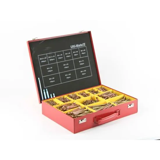Ulti-mate PoziSquare Double Csk Woodscrews Metal Case - Zinc Yellow (Pack of 1,570)