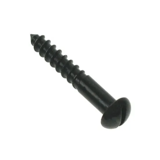 10 x 1.1/4 Slotted Round Woodscrews - Black Japanned (Pack of 200)
