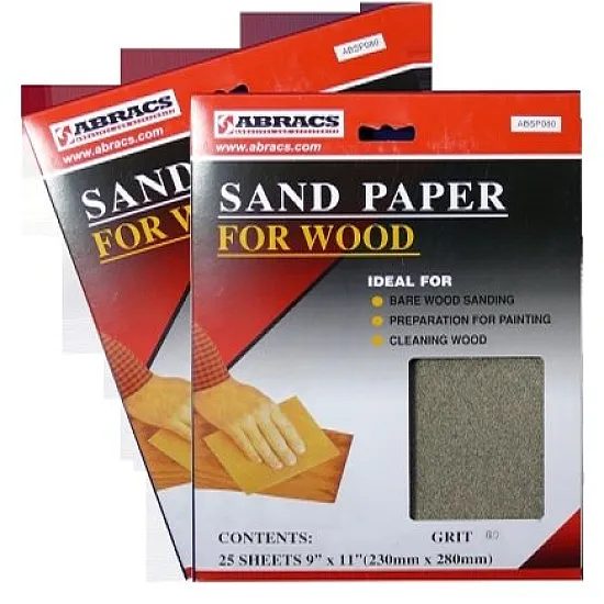 230x280mm Sandpaper Sheets 60g (Pack of 25)