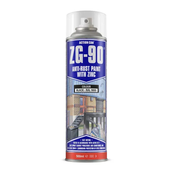 ZG90 Anti-Rust Paint With Primer Satin Black Spray 500ml (Carton of 15) ZG90 Anti-Rust Paint With Primer Satin Black Spray 500ml (Carton of 15)