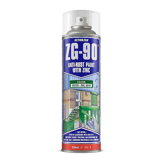 ZG90 Anti-Rust Paint With Primer Satin Green Spray 500ml (Carton of 15)