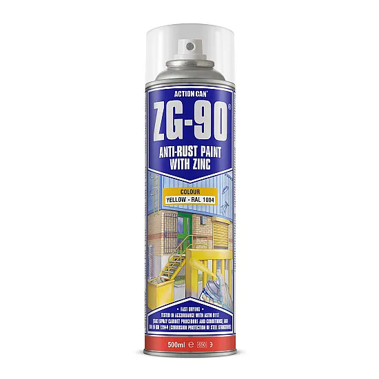 ZG90 Anti-Rust Paint With Primer Satin Yellow Spray 500ml (Carton of 15)