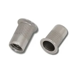 M8 x 18.5 (0.5-3.0) Stainless Steel 316-A4 Countersunk Head Round Knurled Body Open Rivet Nuts (Pack of 300)