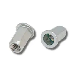 M10 x 24 (3.5-6.0) Steel Flat Head Full Hexagon Body Open Rivet Nuts (Pack of 200)