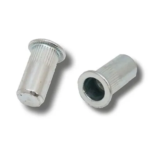 M4 x 18 (2.0-4.0) Steel Flat Head Round Knurled Body Closed Rivet Nuts (Pack of 500)
