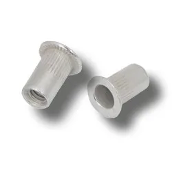 M3 x 9 (0.5-1.5) Aluminium Flat Head Round Knurled Body Rivet Nuts (Pack of 2,000)