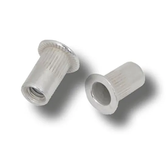 M10 x 24 (4.0-6.5) Aluminium Flat Head Round Knurled Body Rivet Nuts (Pack of 100)