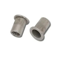 M3 x 9 (0.5-1.5) Stainless Steel 316-A4 Flat Head Round Knurled Body Rivet Nuts (Pack of 2,000)
