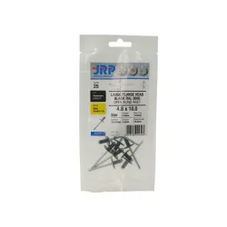 4.8 x 10 Aluminium / Steel Extra Large Flange Rivets Black (5x Pack of 25) [Bagged]