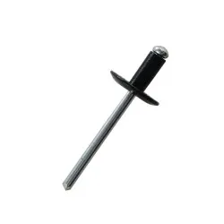 3.2 x 8 Aluminium / Steel Large Flange Head Rivets (Pack of 500) [RAL 9005 Black]
