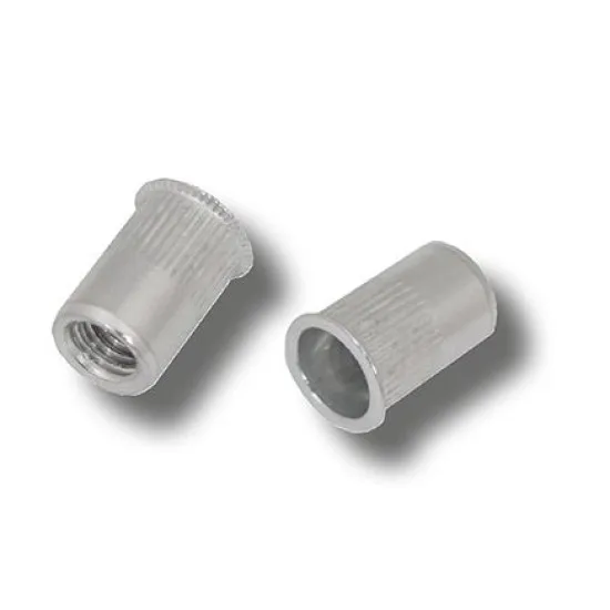 M8 x 15.5 (0.5-2.5) Aluminium Countersunk Head Round Knurled Body Open Rivet Nuts (Pack of 300)