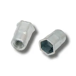 M4 x 12 (0.5-2.0) Steel Reduced Head Part Hexagon Body Open Rivet Nuts (Pack of 1,000)