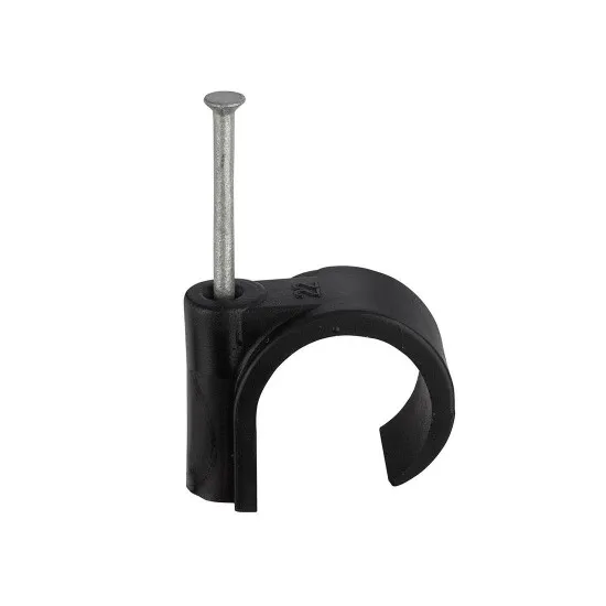 22mm UF Black Masonry Nail Pipe Clips [Pack of 100]